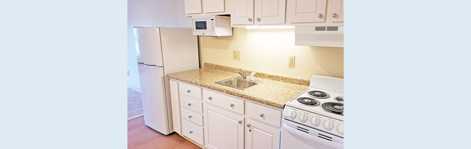 Studio apartment kitchen