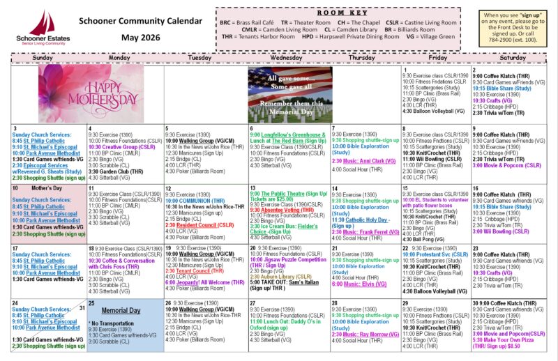 May 2026 Activity Calendar