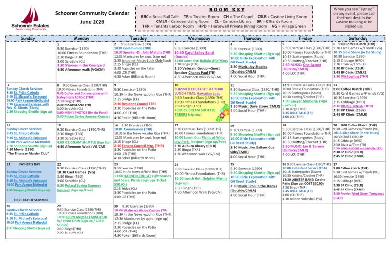 June 2026 Activity Calendar