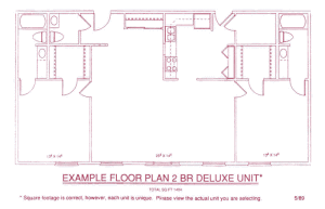 Independent Senior Living Apartment Floor Plan for 2 Bedroom Deluxe