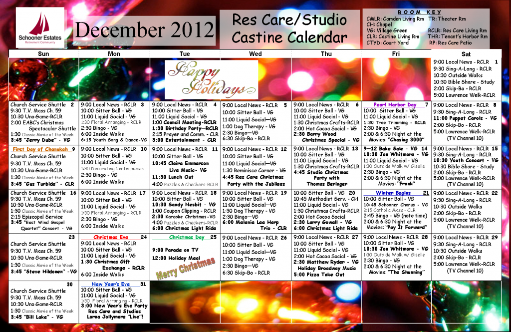 Res Care - Castine December 2012 Calendar