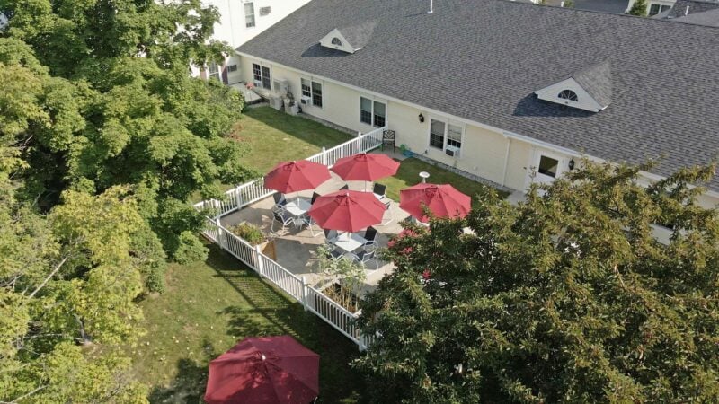 Aerial Image of the Back Patio at Schooner Estates