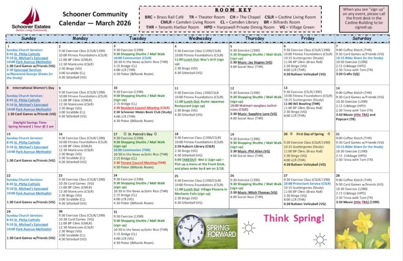 March 2026 Activity Calendar