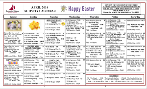 Activities Calendar April 2014