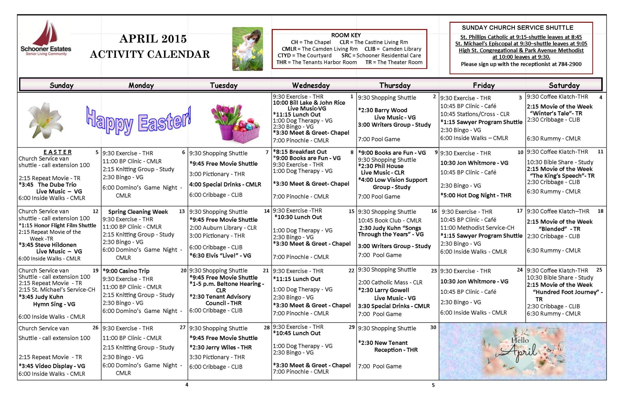 April 2015 activity calendar