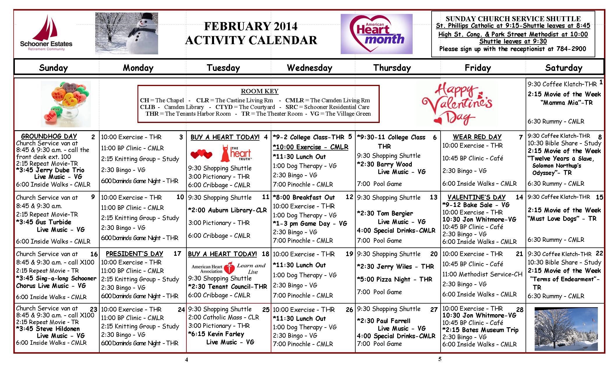 Camden February 2014 Calendar