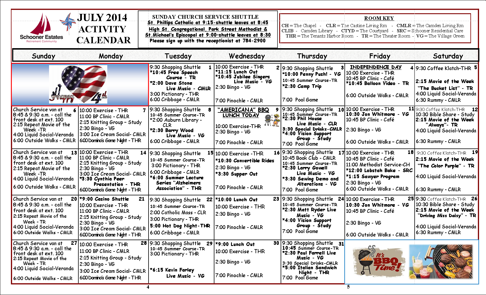 Camden July 2014 Calendar