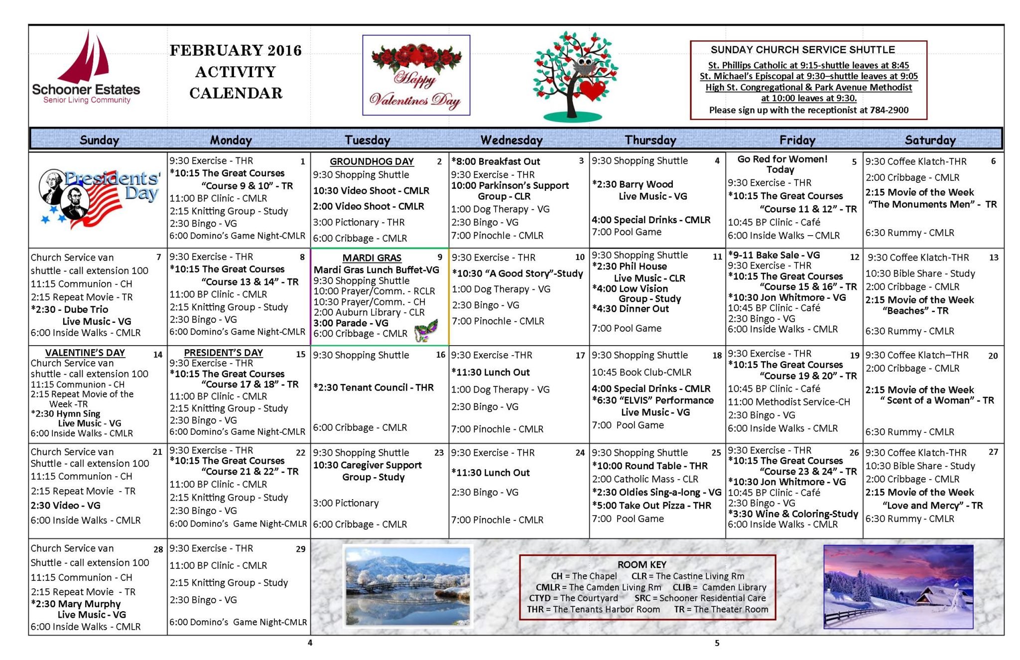 February 2016 Independent Living Activity Calendar