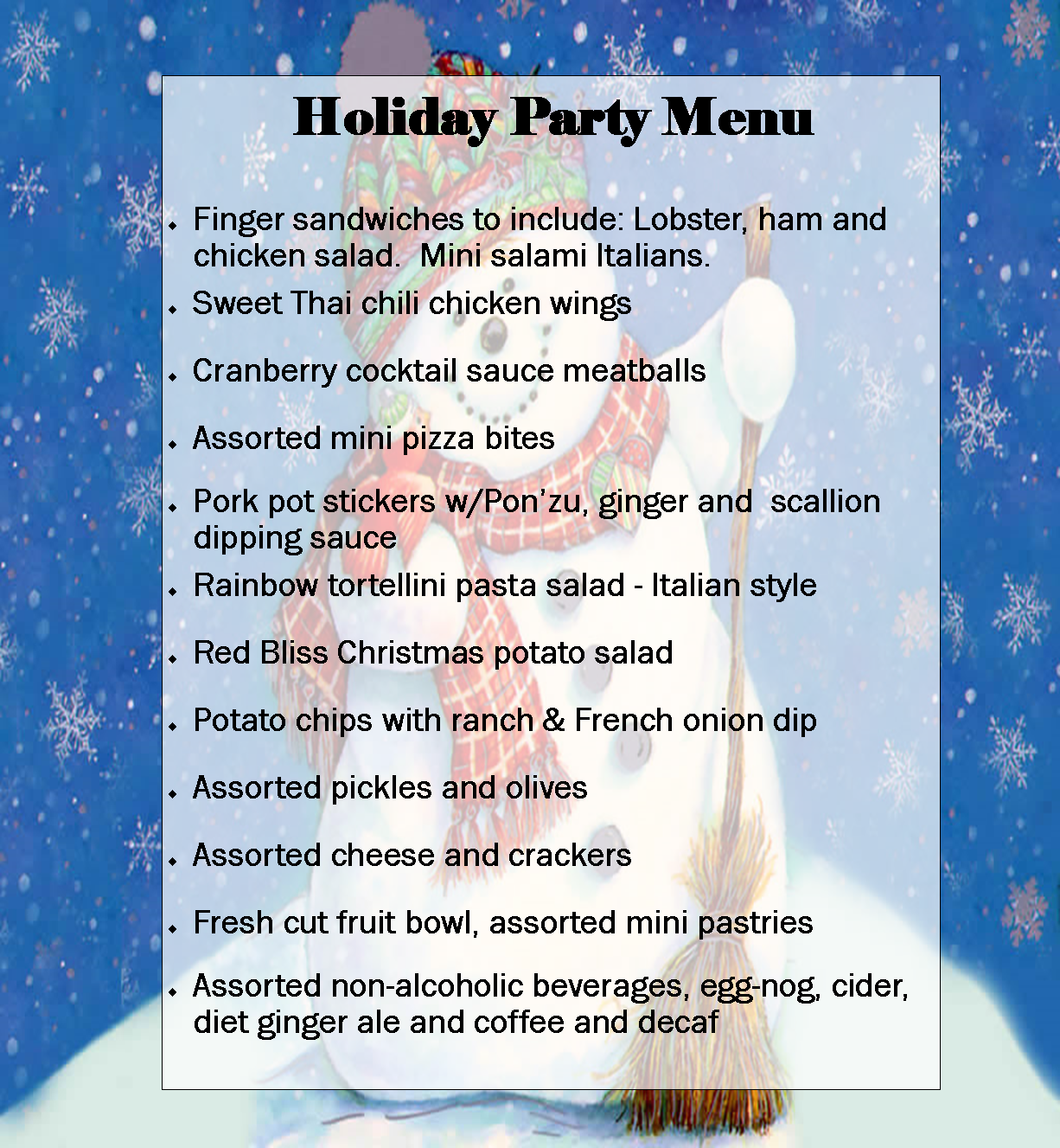 Holiday Menu