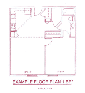 Independent Senior Living Apartment Floor Plan for 1 Bedroom