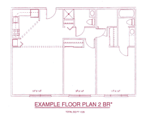 Independent Senior Living Apartment Floor Plan for 2 Bedroom