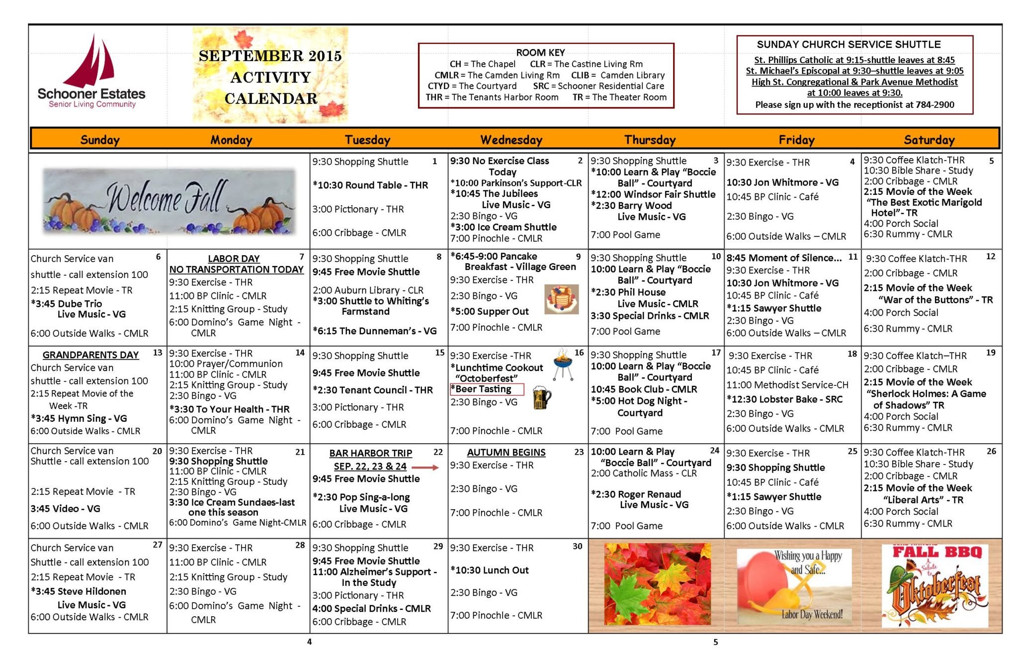 September 2015 Independent Living Calendar