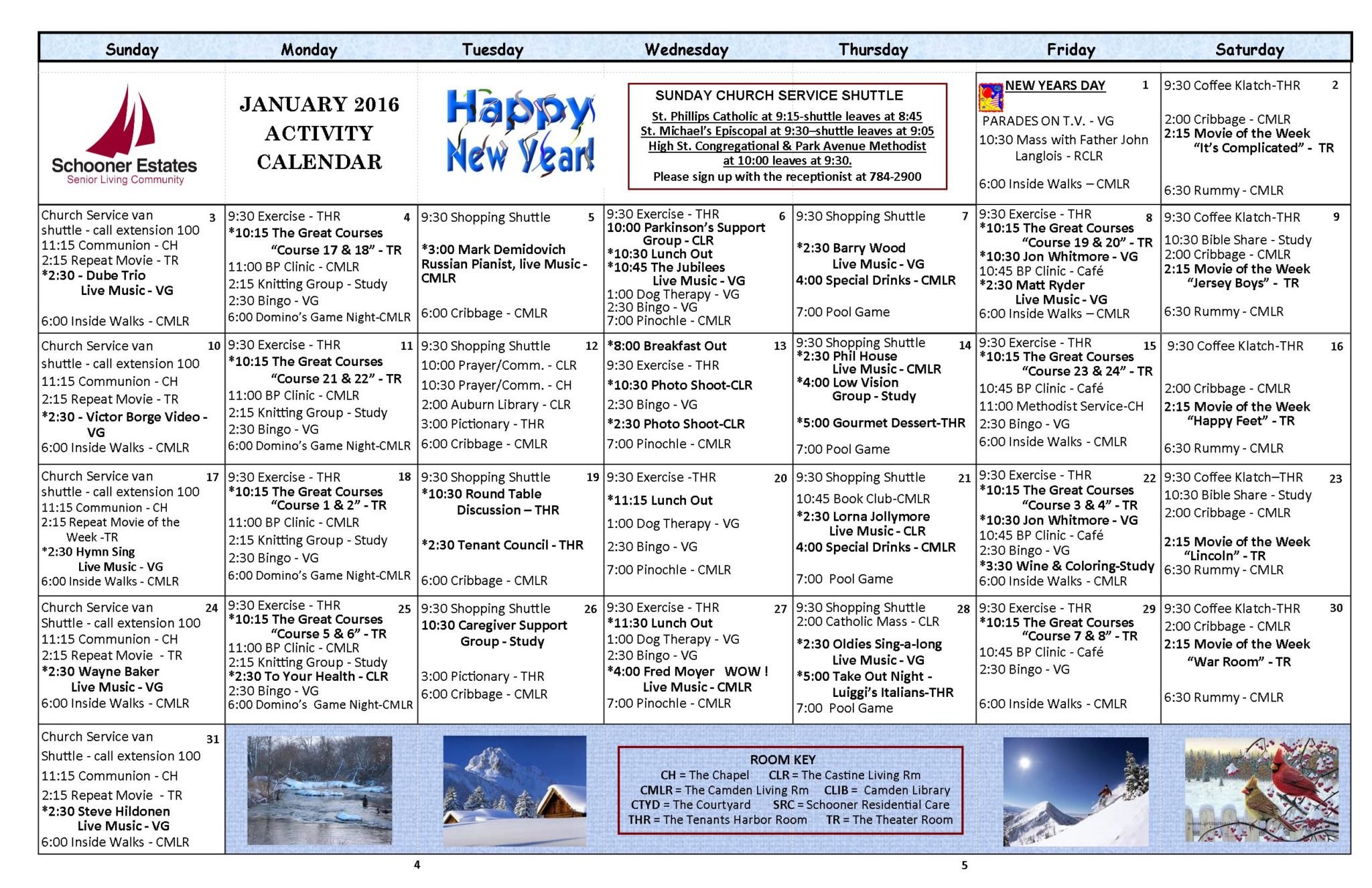 January 2016 Independent Living Activity Calendar
