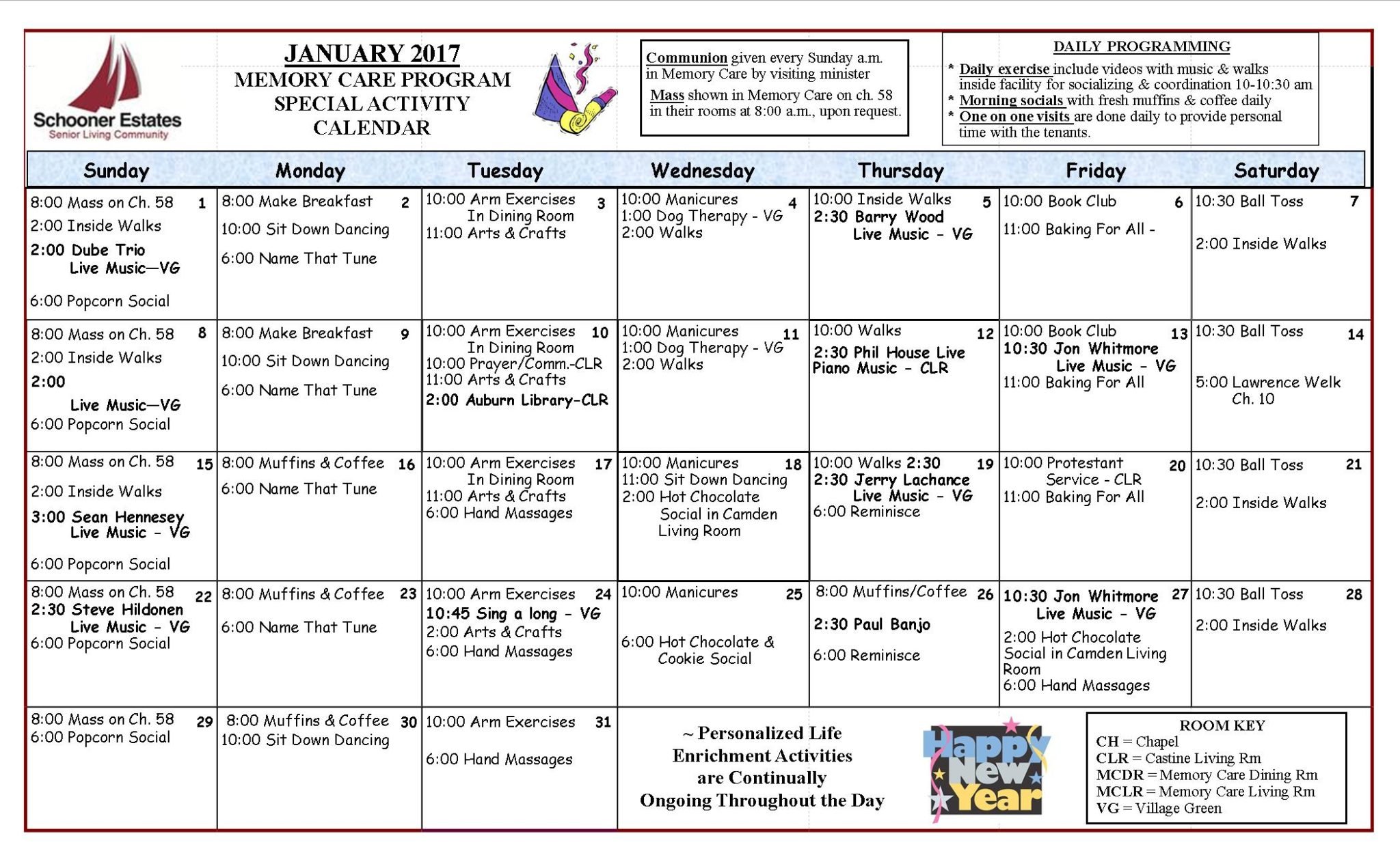 Calendar of events