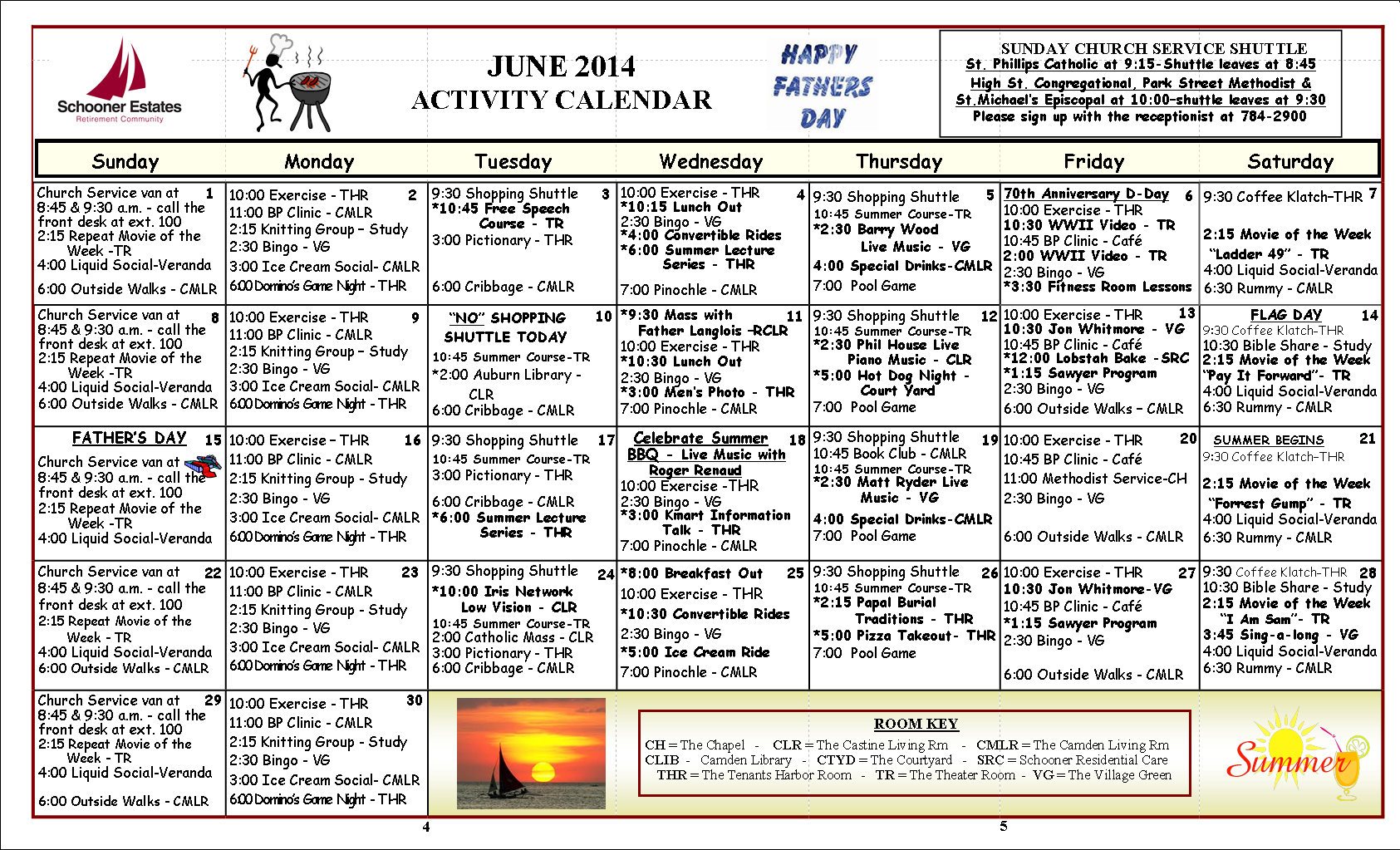 June 2014 Activity Calender