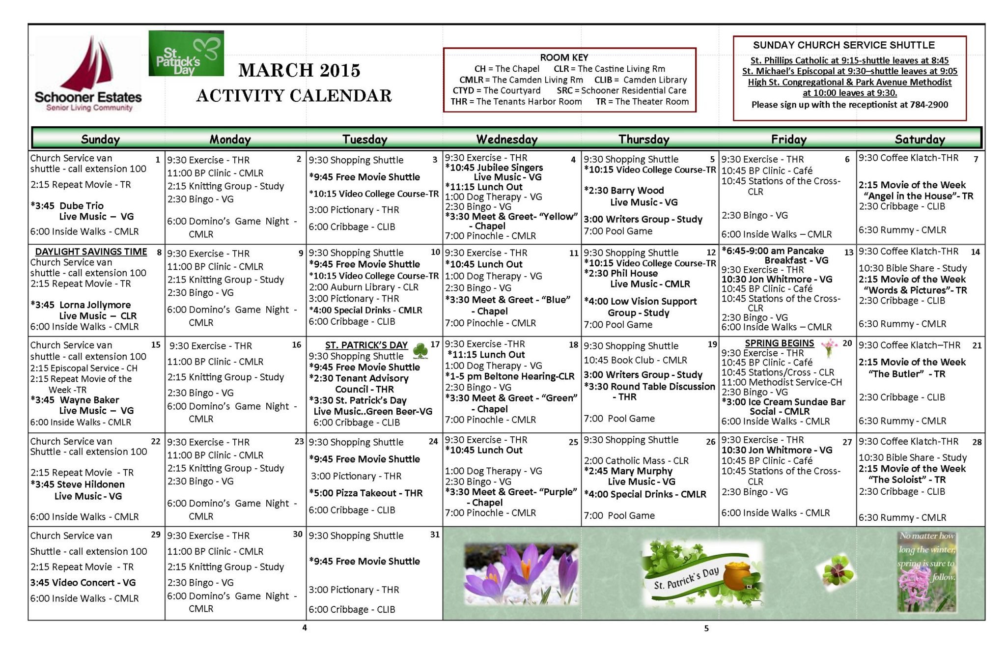 March 2015 activity calendar