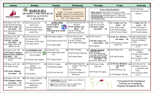 Memory Care Calendar March 2014