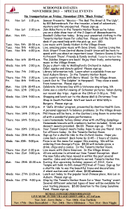 November 2013 Special Events Calendar