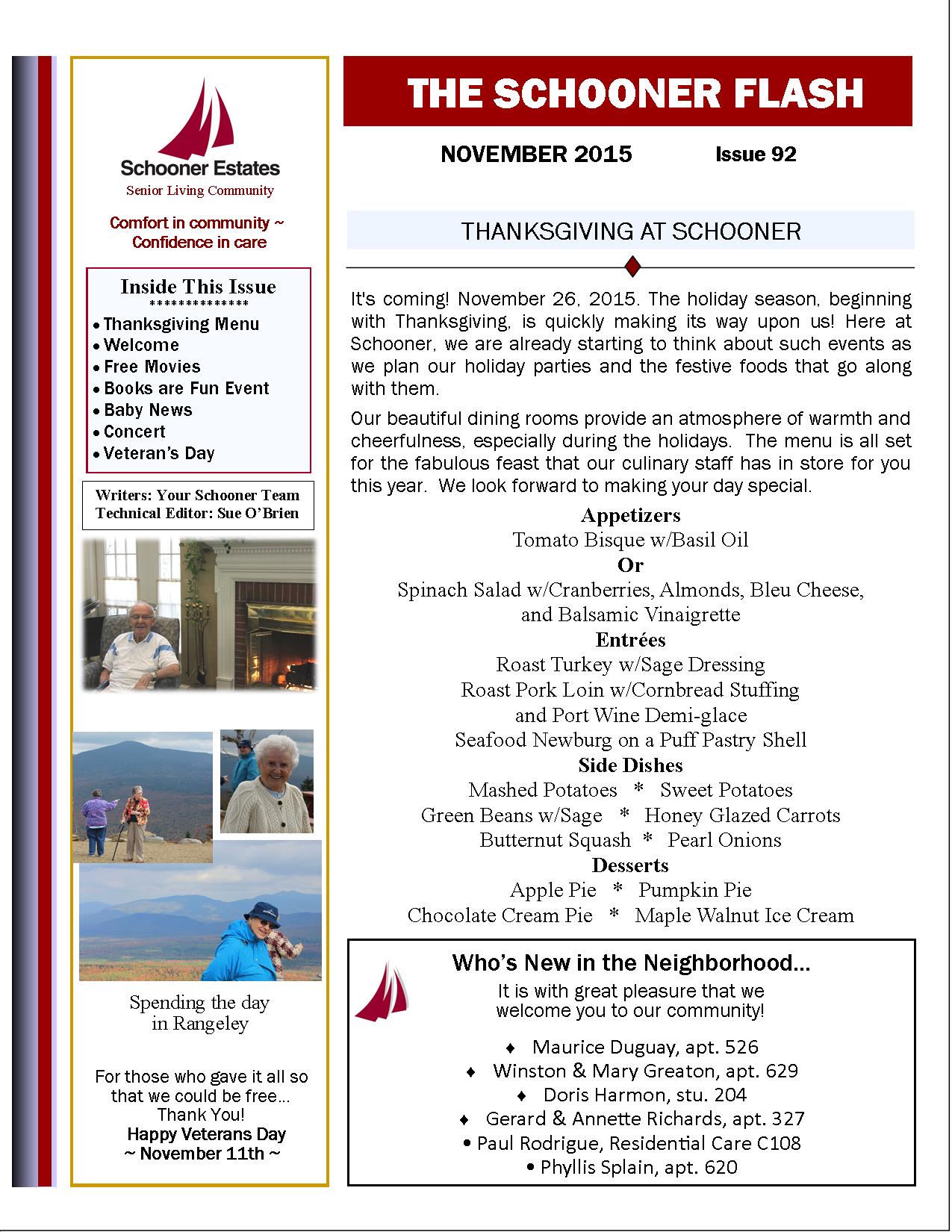 November 2015 Schooner Flash Newsletter