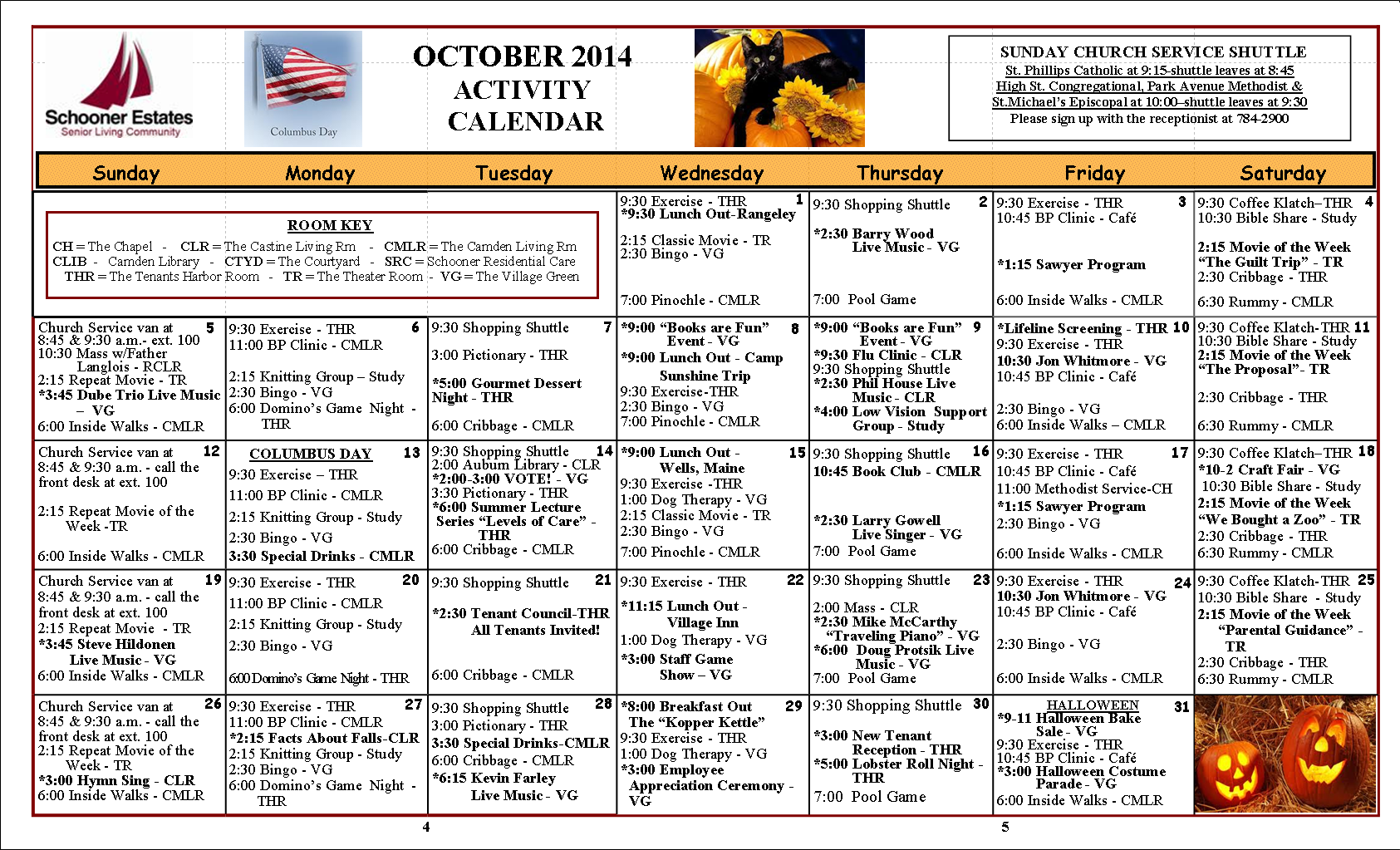 October 2014 Camden Calendar