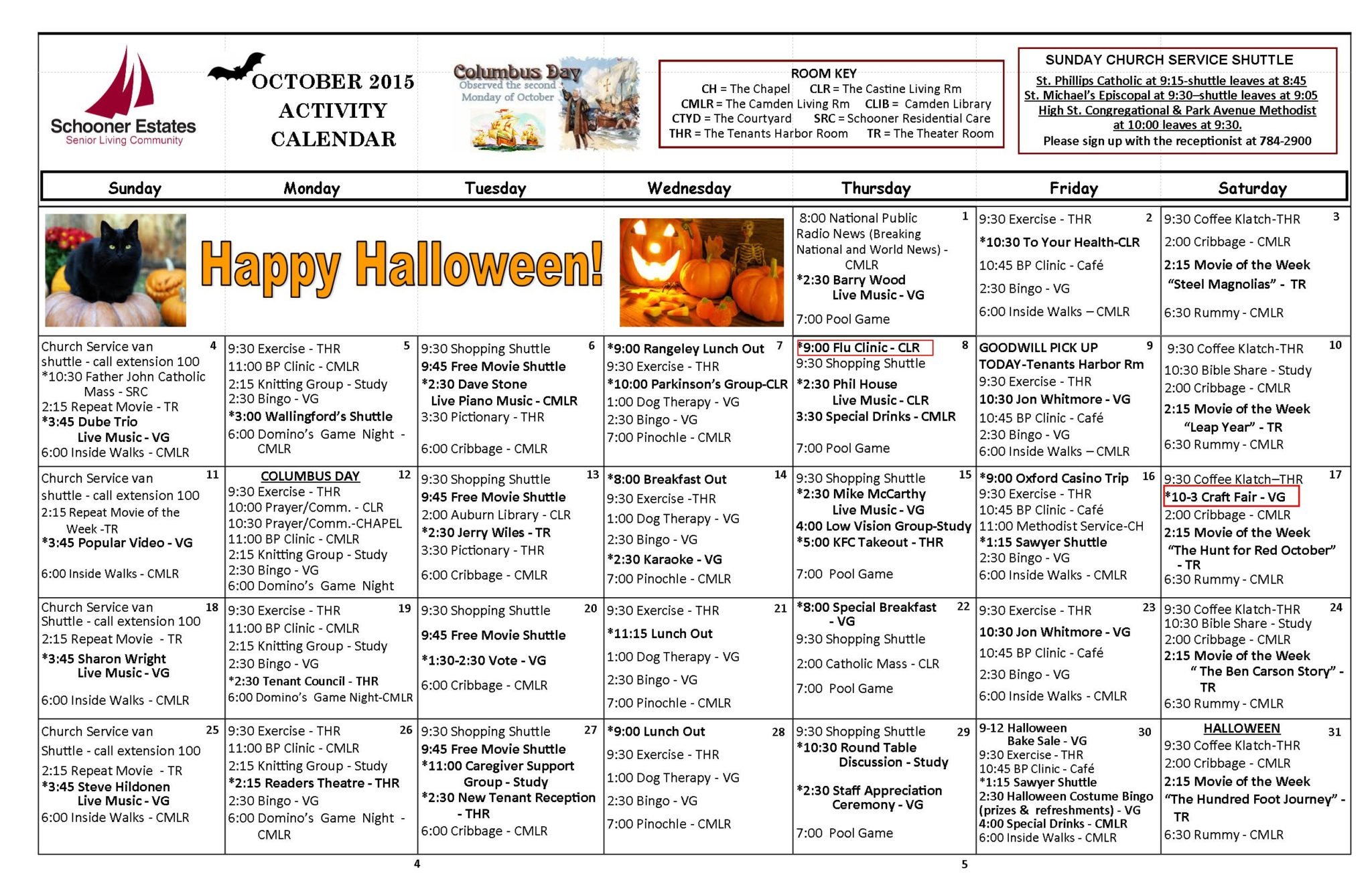October 2015 Independent Living Activity Calendar