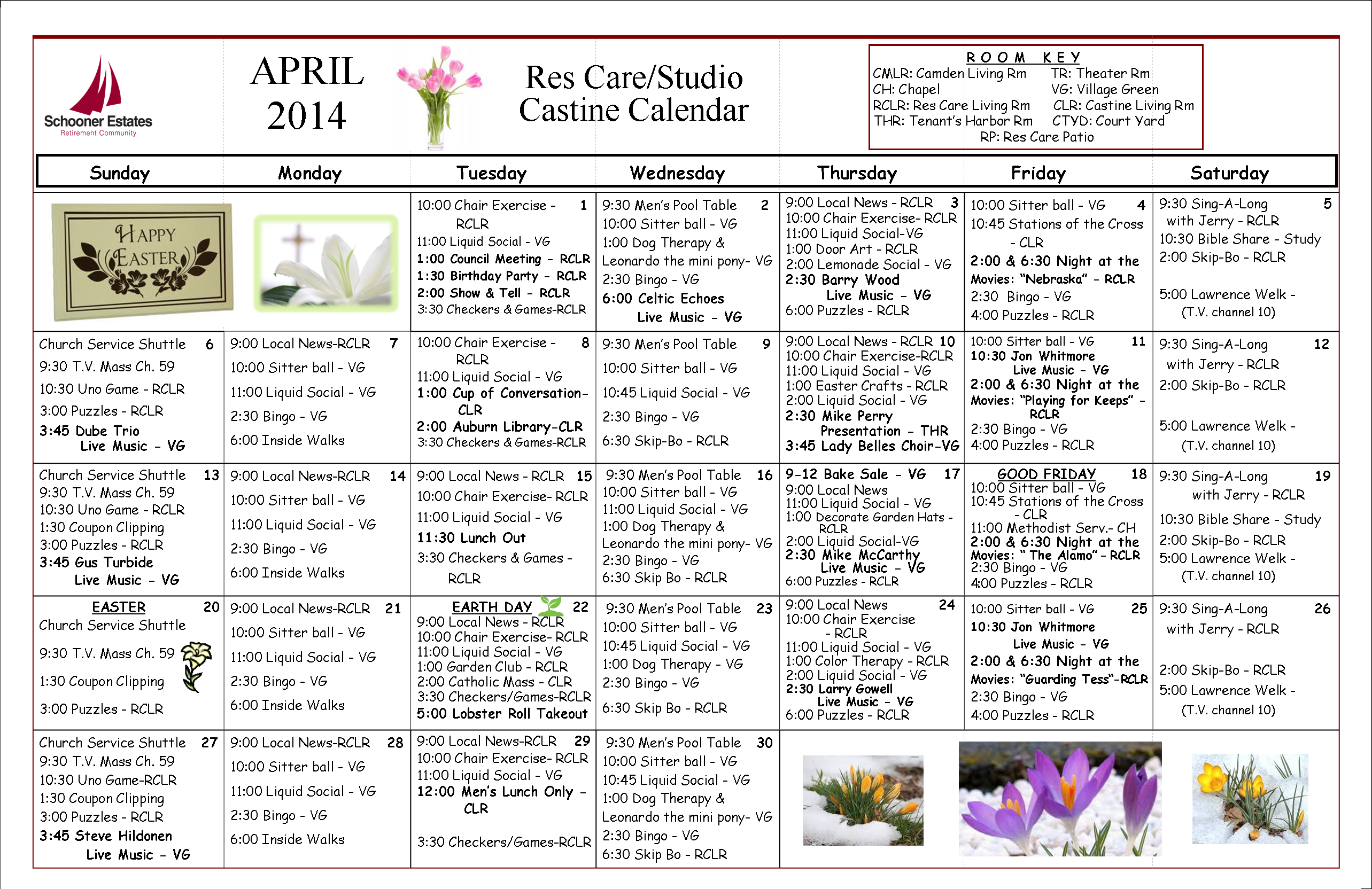 Res Care April Calendar 2014