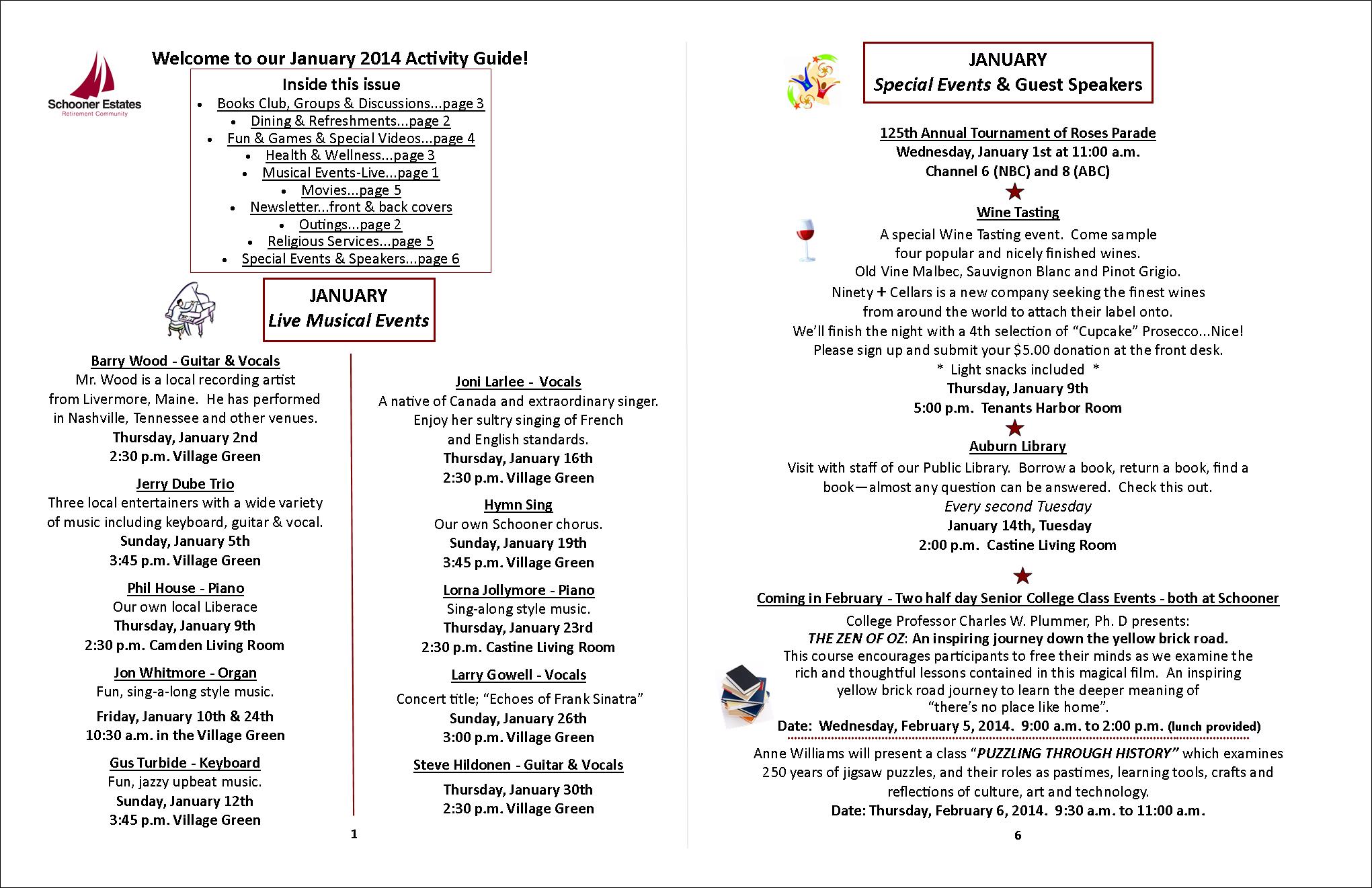 Special Events January 2014 Page 1