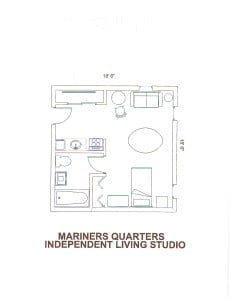 Independent Senior Living Apartment Floor Plan for Mariners Quarters